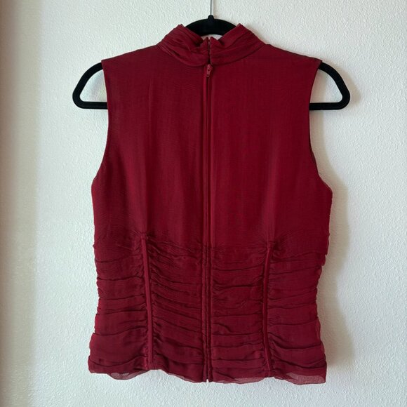 EUC 100% Silk Carmen Marc Valvo Red Sleeveless Top Corset - Like Detail Size 8 - Picture 4 of 11